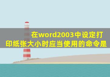 在word2003中设定打印纸张大小时应当使用的命令是