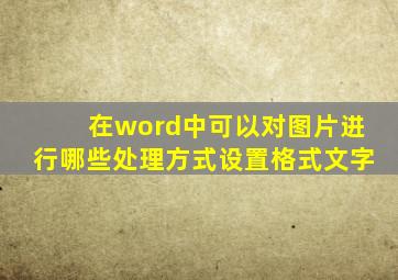 在word中可以对图片进行哪些处理方式设置格式文字