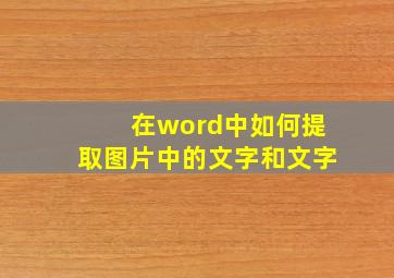 在word中如何提取图片中的文字和文字