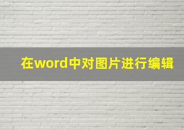 在word中对图片进行编辑