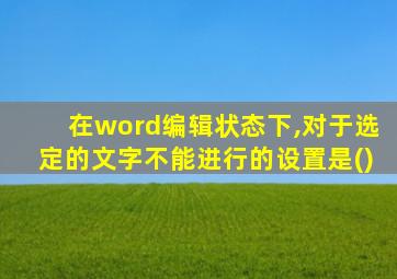 在word编辑状态下,对于选定的文字不能进行的设置是()