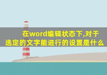 在word编辑状态下,对于选定的文字能进行的设置是什么