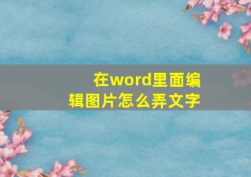 在word里面编辑图片怎么弄文字