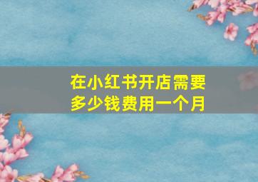 在小红书开店需要多少钱费用一个月