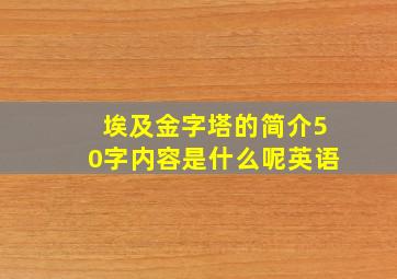 埃及金字塔的简介50字内容是什么呢英语