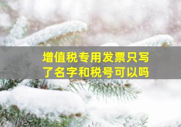 增值税专用发票只写了名字和税号可以吗