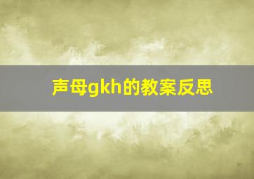 声母gkh的教案反思