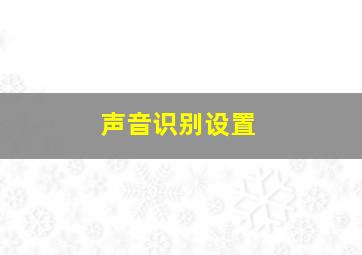 声音识别设置