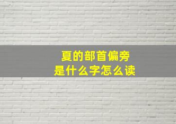 夏的部首偏旁是什么字怎么读