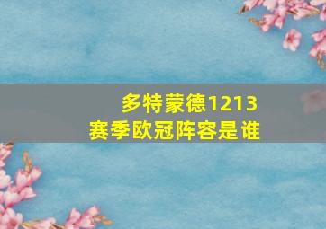 多特蒙德1213赛季欧冠阵容是谁