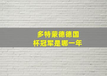 多特蒙德德国杯冠军是哪一年