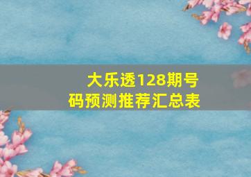 大乐透128期号码预测推荐汇总表