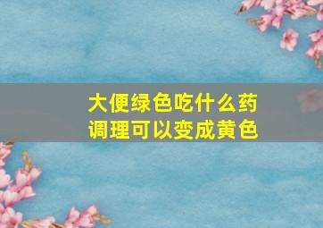 大便绿色吃什么药调理可以变成黄色