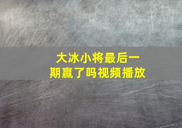 大冰小将最后一期赢了吗视频播放