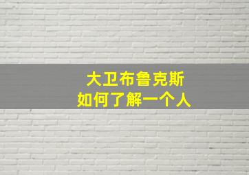 大卫布鲁克斯如何了解一个人