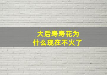 大后寿寿花为什么现在不火了