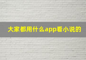 大家都用什么app看小说的