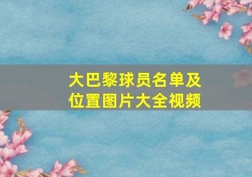 大巴黎球员名单及位置图片大全视频