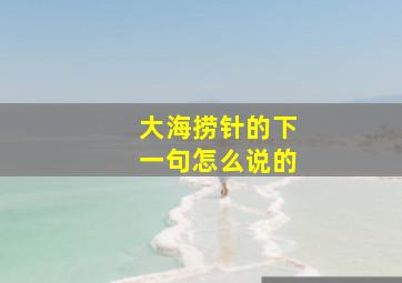 大海捞针的下一句怎么说的