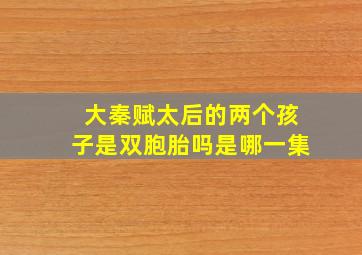 大秦赋太后的两个孩子是双胞胎吗是哪一集