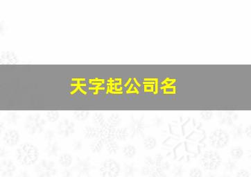 天字起公司名