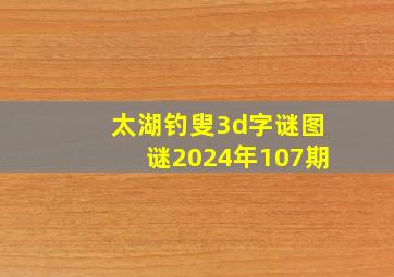 太湖钓叟3d字谜图谜2024年107期