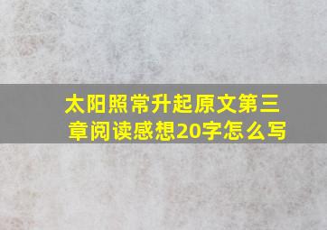 太阳照常升起原文第三章阅读感想20字怎么写