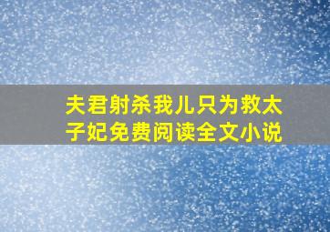 夫君射杀我儿只为救太子妃免费阅读全文小说