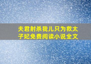 夫君射杀我儿只为救太子妃免费阅读小说全文