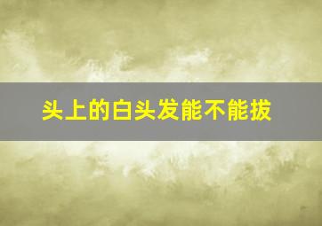 头上的白头发能不能拔