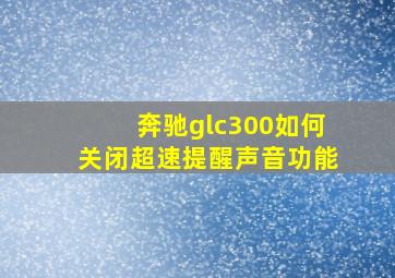 奔驰glc300如何关闭超速提醒声音功能