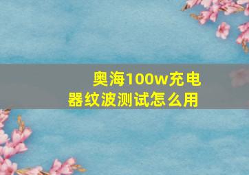 奥海100w充电器纹波测试怎么用