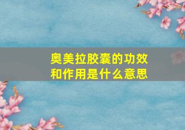 奥美拉胶囊的功效和作用是什么意思