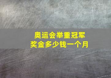 奥运会举重冠军奖金多少钱一个月