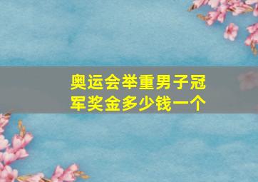 奥运会举重男子冠军奖金多少钱一个