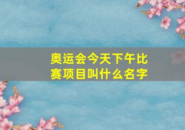 奥运会今天下午比赛项目叫什么名字