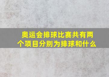 奥运会排球比赛共有两个项目分别为排球和什么