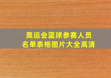 奥运会篮球参赛人员名单表格图片大全高清