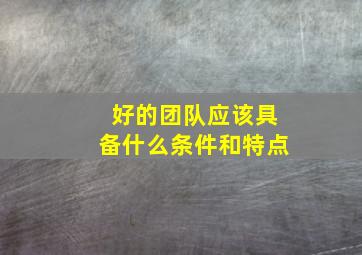 好的团队应该具备什么条件和特点