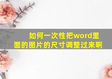 如何一次性把word里面的图片的尺寸调整过来啊