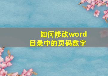 如何修改word目录中的页码数字