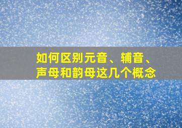 如何区别元音、辅音、声母和韵母这几个概念