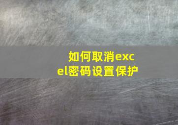 如何取消excel密码设置保护