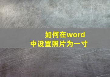 如何在word中设置照片为一寸