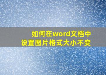 如何在word文档中设置图片格式大小不变