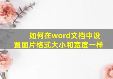 如何在word文档中设置图片格式大小和宽度一样