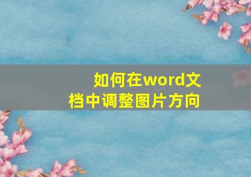 如何在word文档中调整图片方向