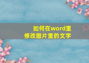 如何在word里修改图片里的文字