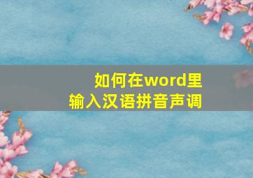 如何在word里输入汉语拼音声调