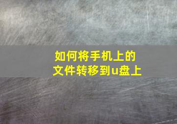 如何将手机上的文件转移到u盘上